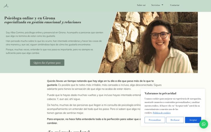 Screenshot of albacominopsicologia.com