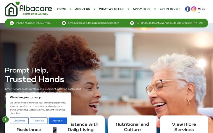 Screenshot of albahomecare.com