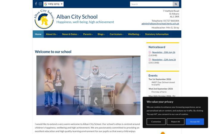 Screenshot of albancityschool.org.uk