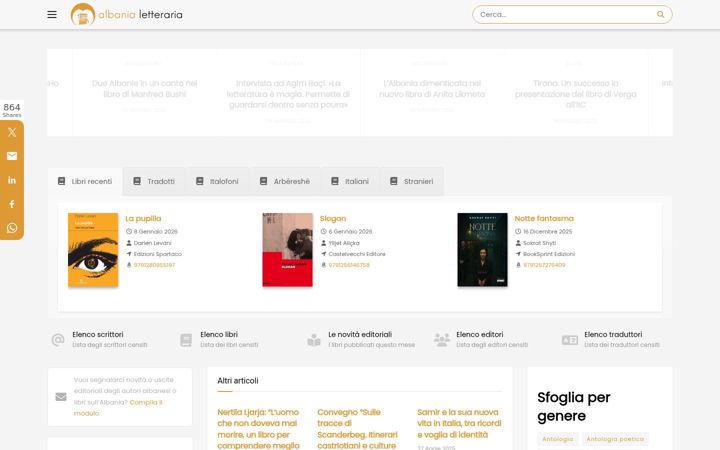 Screenshot of albanialetteraria.it