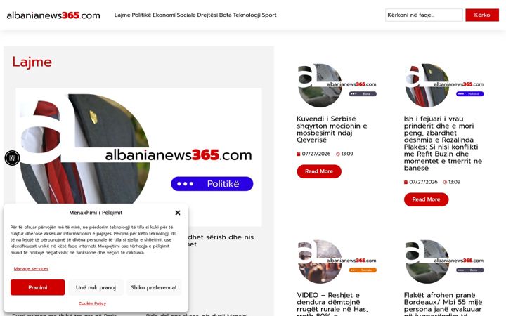 Snímek obrazovky albanianews365.com