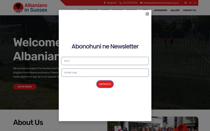 Screenshot of albaniansinsussex.org.uk
