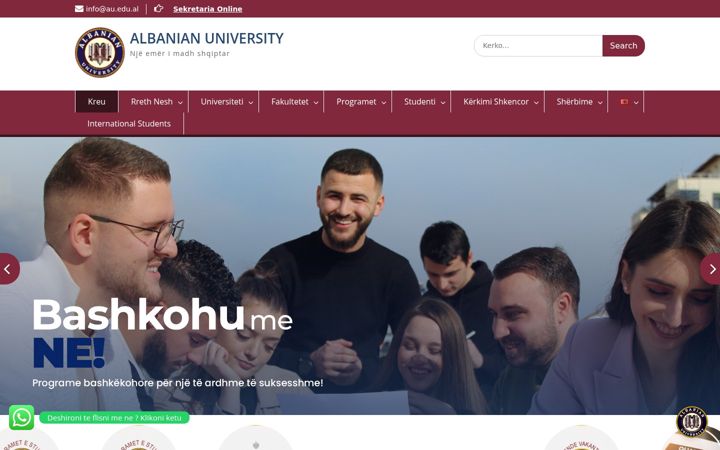 Zrzut ekranu albanianuniversity.edu.al