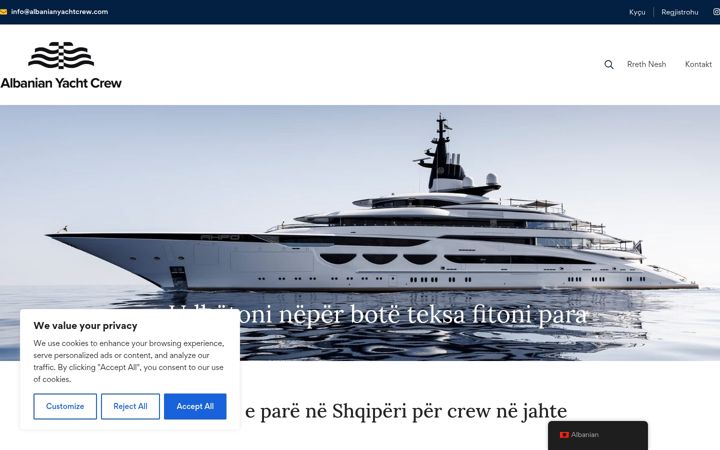 Screenshot of albanianyachtcrew.com