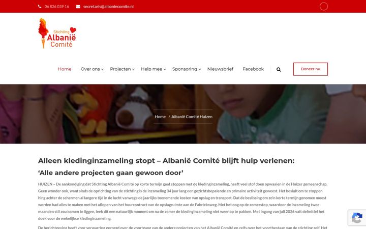 Screenshot of albaniecomite.nl