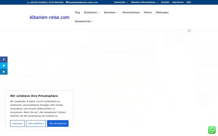 Snimka zaslona za albanien-reise.com