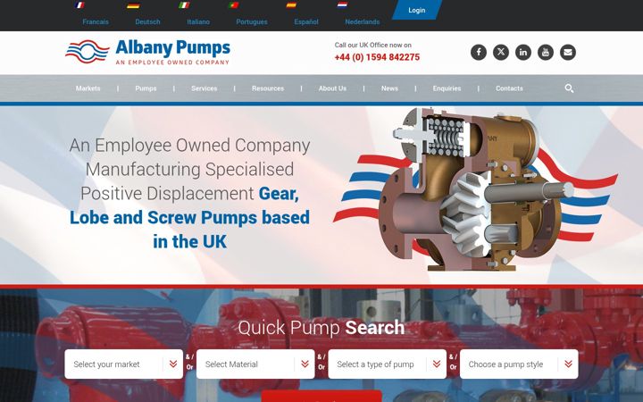 Screenshot of albany-pumps.co.uk
