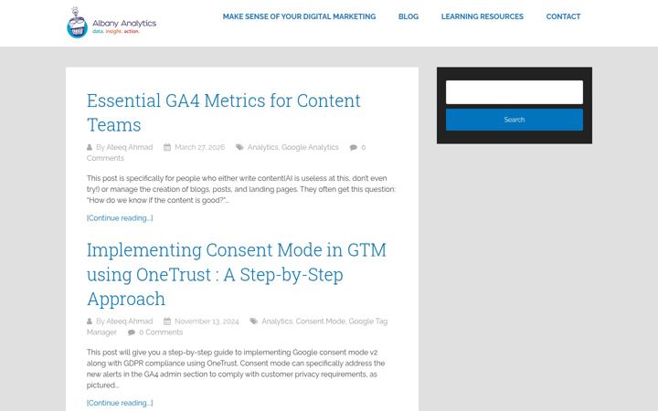 Screenshot ta' albanyanalytics.com