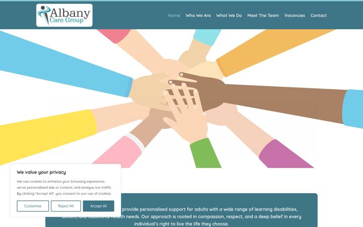 Екранна снимка на albanycaregroup.co.uk