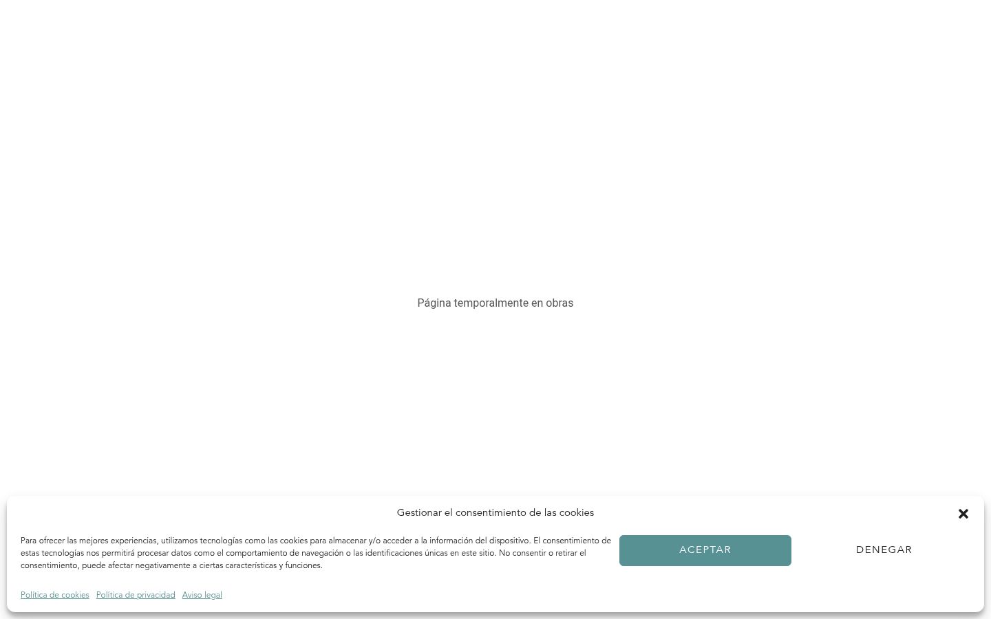 Captura de pantalla del banner de consentimiento mostrado antes de cualquier interacción