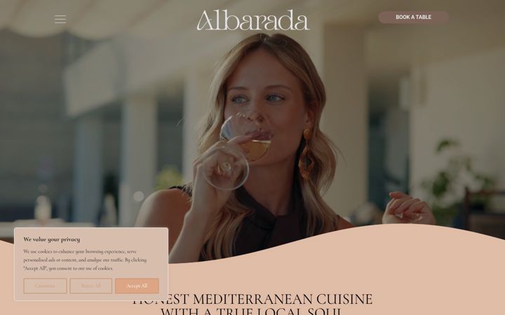 Screenshot of albaradarestaurant.com