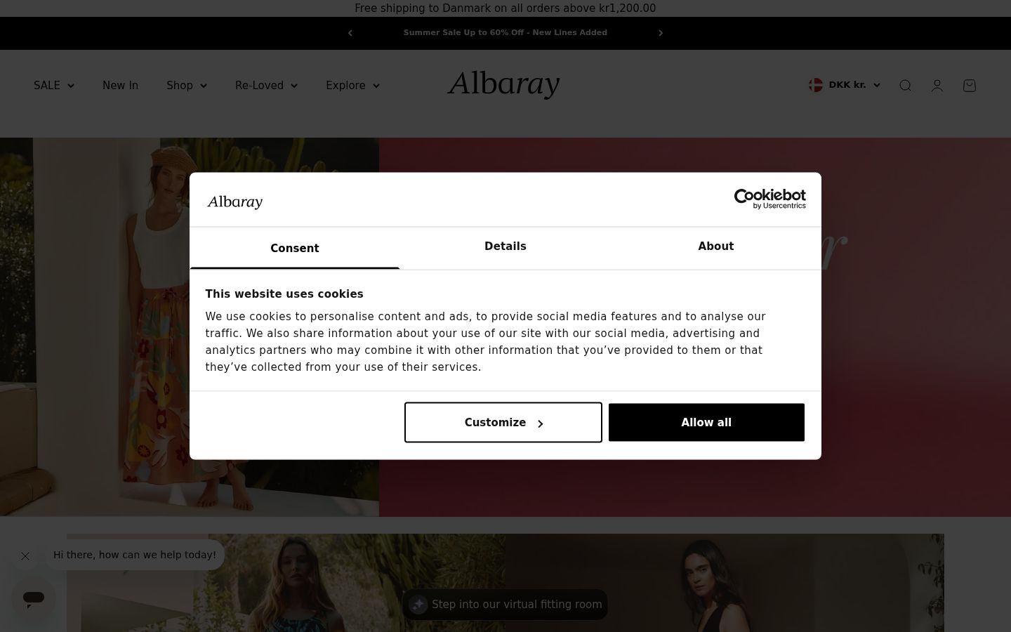 Screenshot of the consent banner shown before any interaction