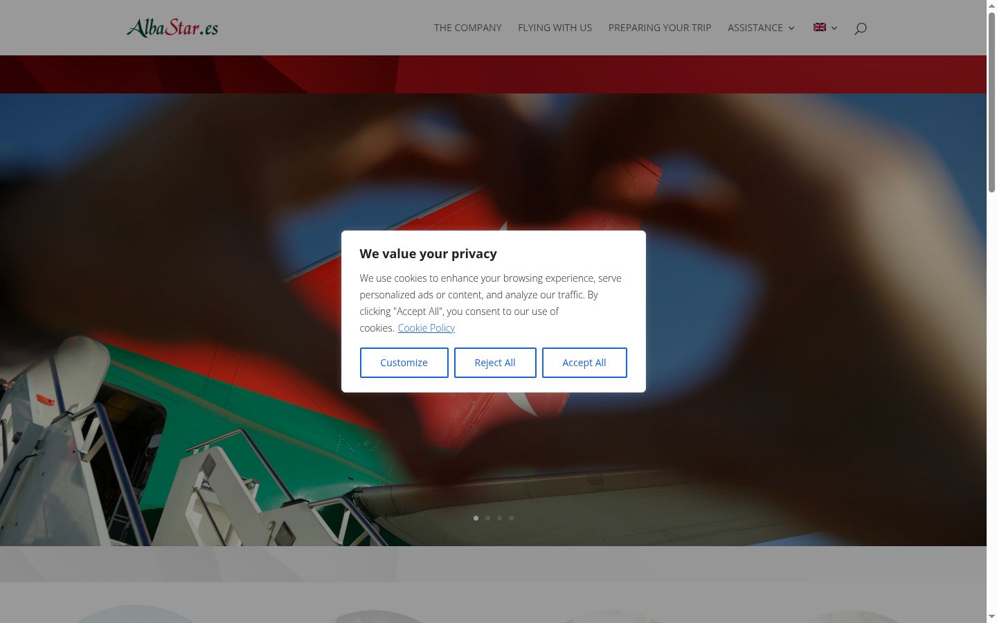 Screenshot of the consent banner shown before any interaction