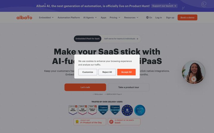 Screenshot of albato.com