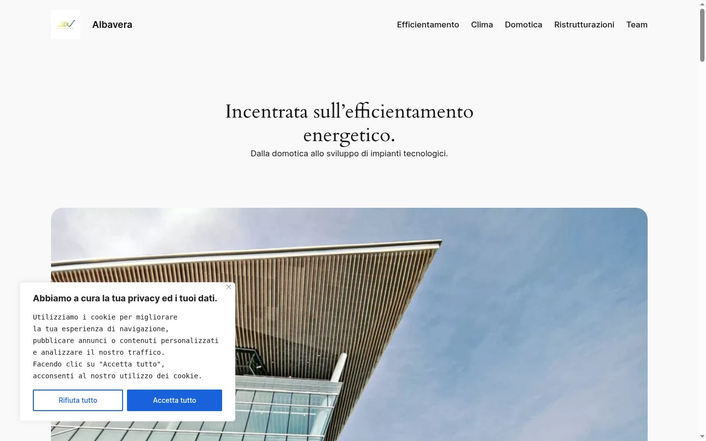 Screenshot del banner di consenso mostrato prima di qualsiasi interazione