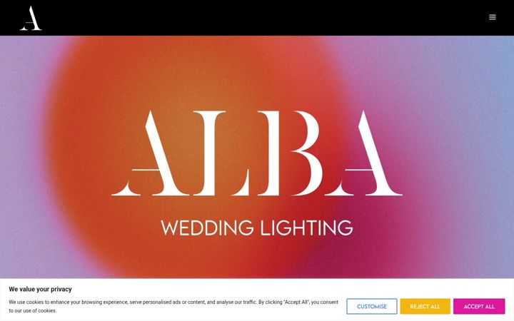 Screenshot of albaweddinglighting.com
