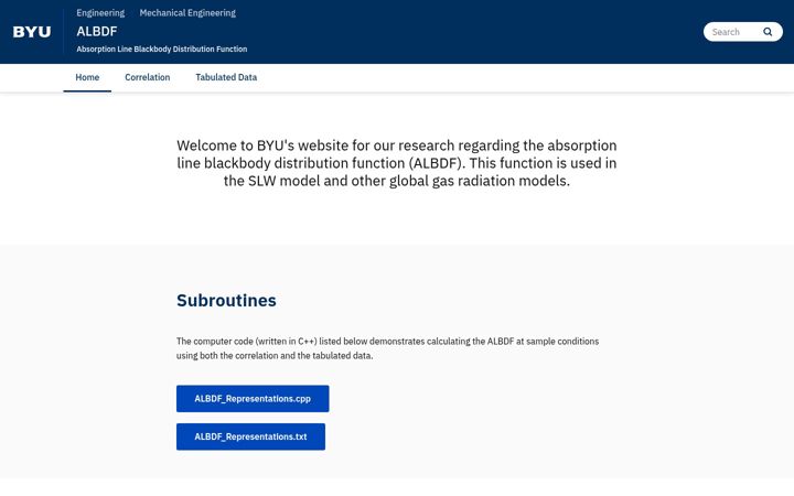 Screenshot of albdf.byu.edu