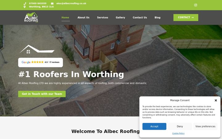 Screenshot of albecroofing.co.uk
