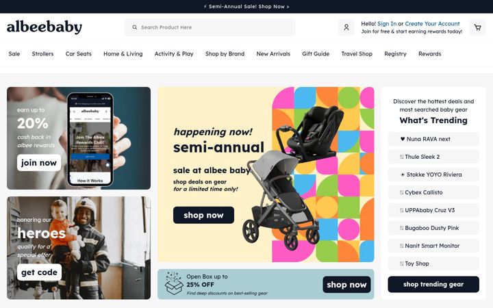 Screenshot of albeebaby.com