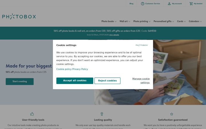 Screenshot ta' albelli.com