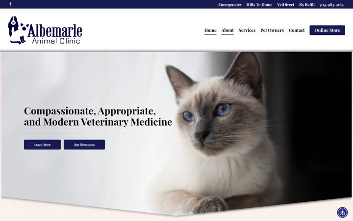 Screenshot of albemarleanimalclinic.com