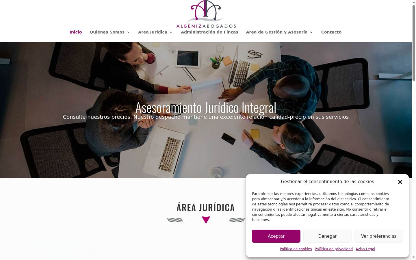 Captura de ecrã do banner de consentimento apresentado antes de qualquer interação