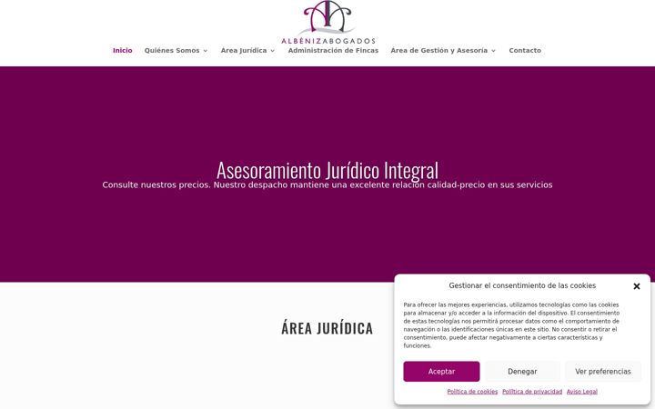 Ekrano kopija albenizabogados.com