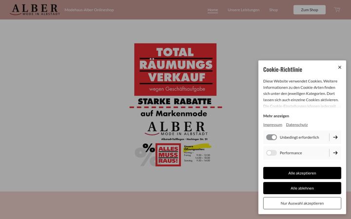 Screenshot of alber-mode-onlineshop.de