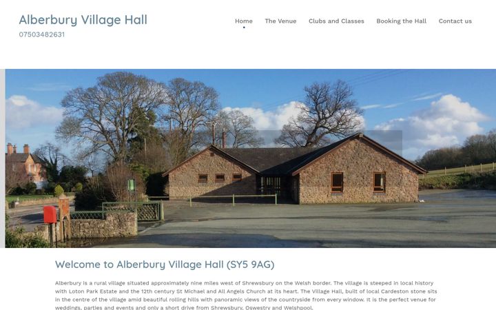 Screenshot of alberburyvillagehall.co.uk