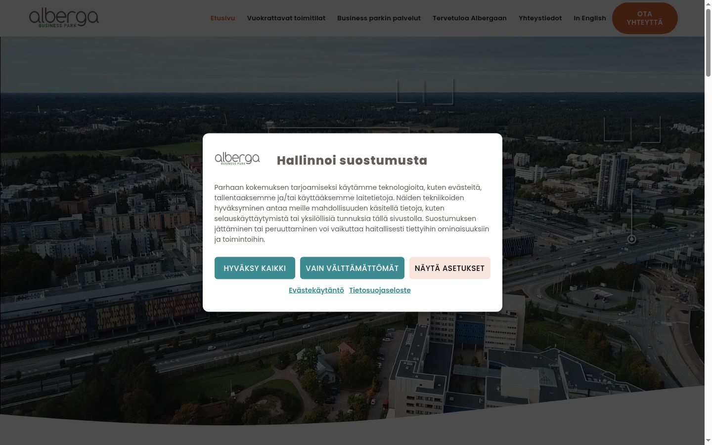 Screenshot tal-banner tal-kunsens muri qabel kwalunkwe interazzjoni