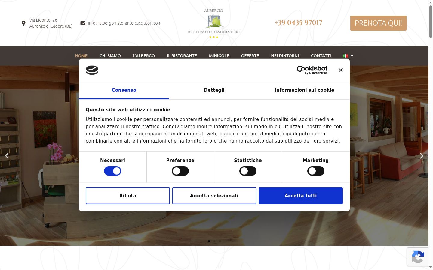 Capture d'écran de la bannière de consentement affichée avant toute interaction