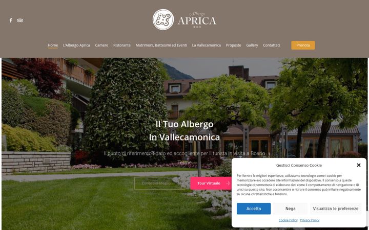 Skærmbillede af albergoaprica.it