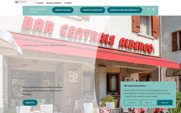 Screenshot of albergocentrale-sanzeno.com