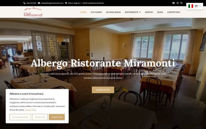 Екранна снимка на albergomiramonti.com