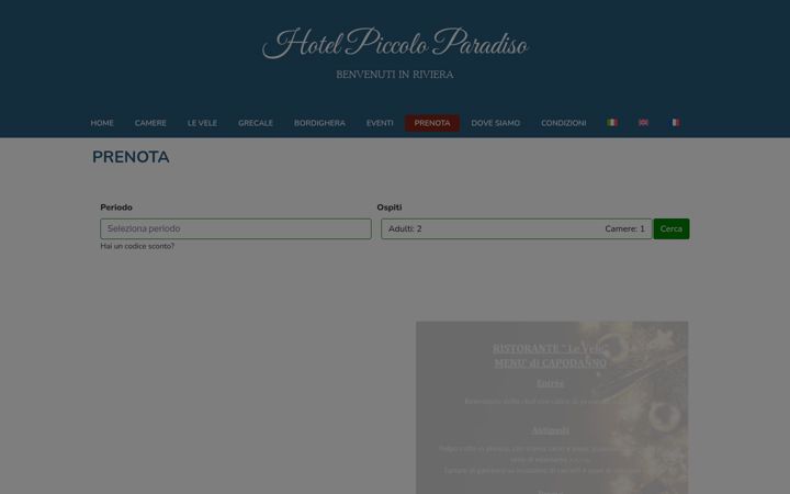 Екранна снимка на albergopiccoloparadiso.com