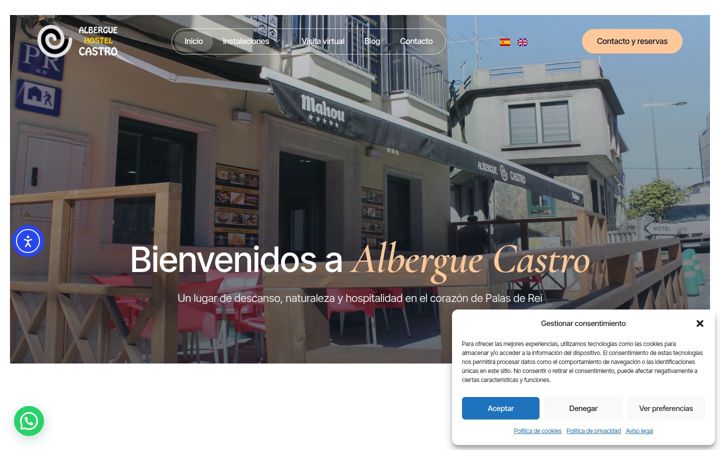 Screenshot of alberguecastro.com