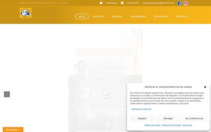 Screenshot of alberguelasenda.com