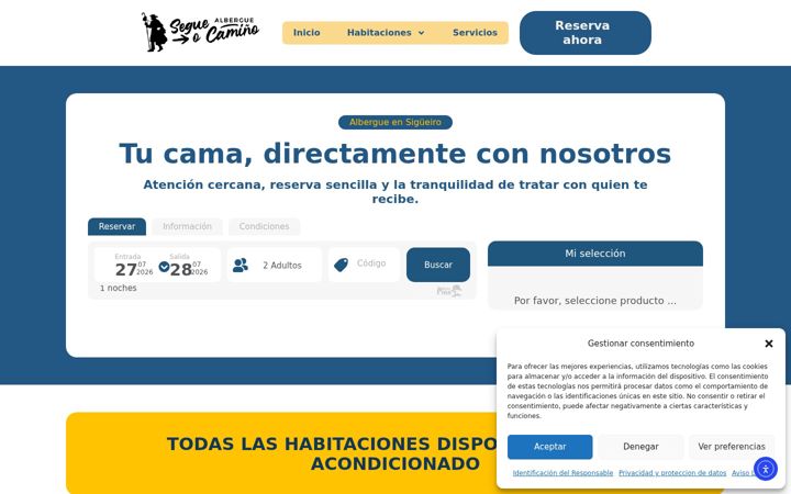 Skjámynd af alberguesegueocamino.com