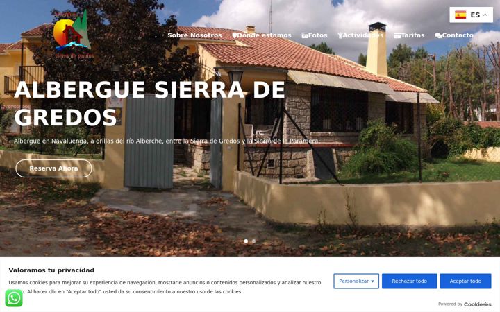 Screenshot of alberguesierradegredos.net