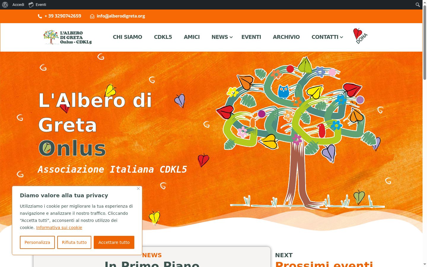 Screenshot del banner di consenso mostrato prima di qualsiasi interazione