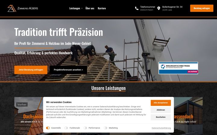Posnetek zaslona albers-zimmerei.de