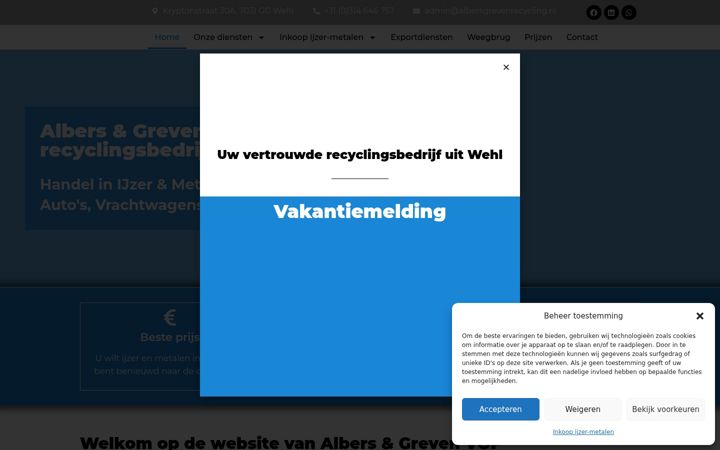 Screenshot of albersgrevenrecycling.nl