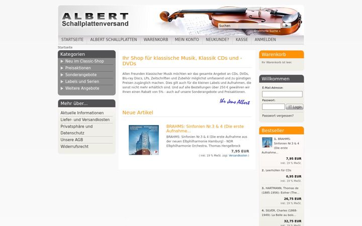 Posnetek zaslona albert-classic.de