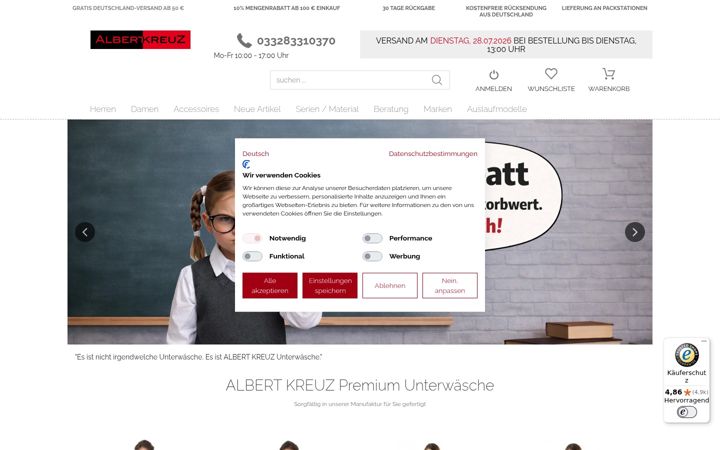 Skærmbillede af albert-kreuz.de