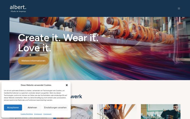 Zrzut ekranu albert-textil.de