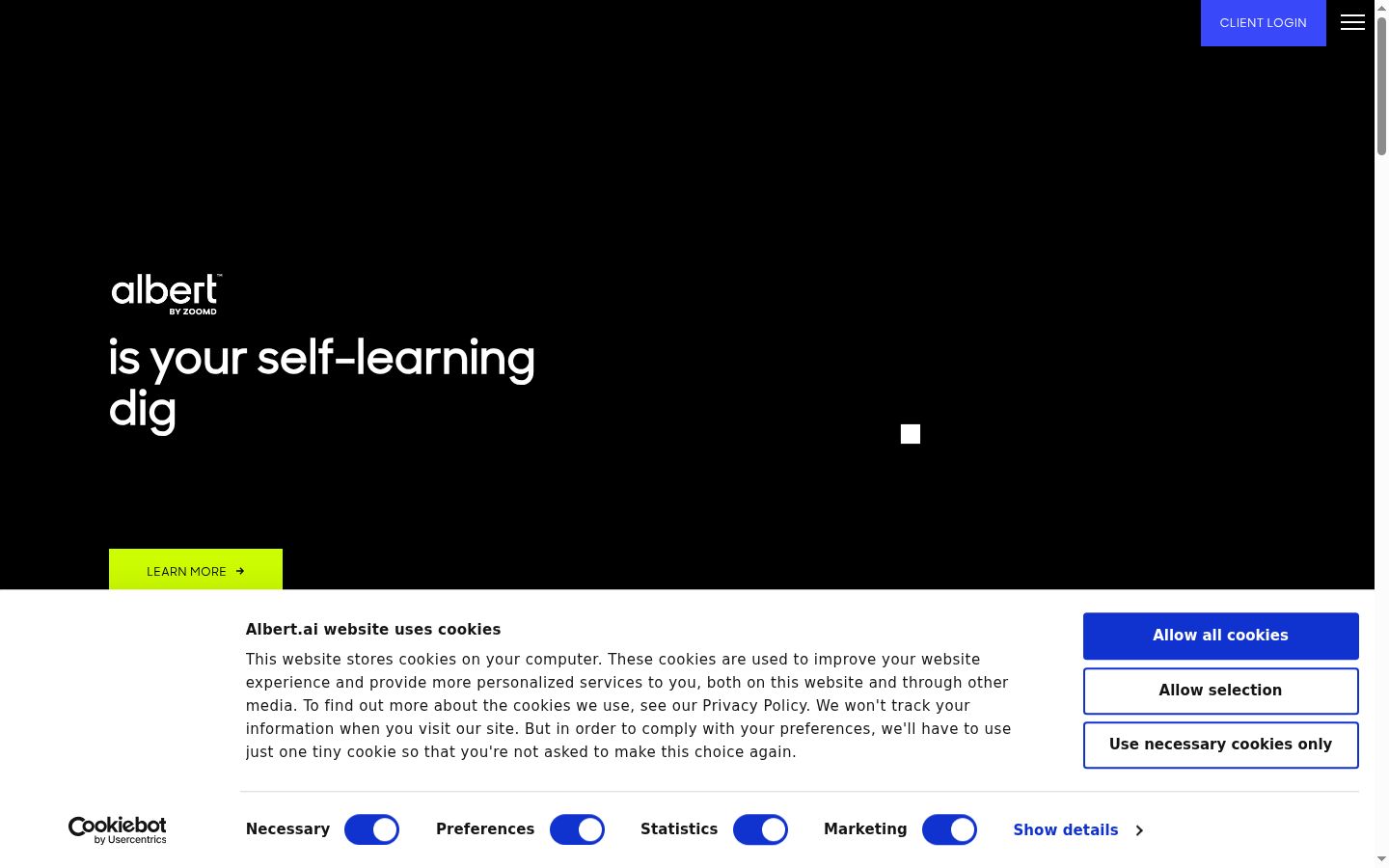 Screenshot of the consent banner shown before any interaction