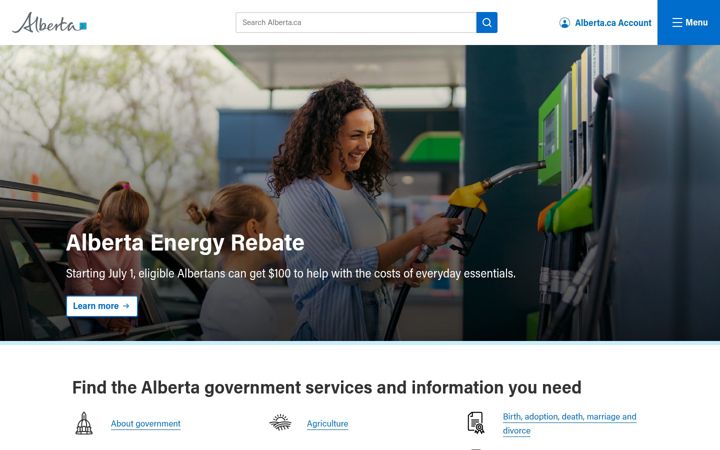 Screenshot of alberta.ca