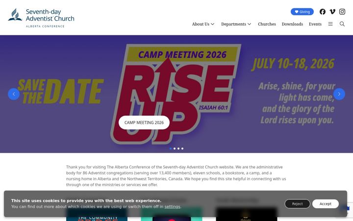 Screenshot of albertaadventist.ca
