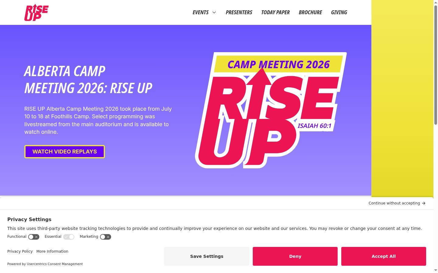 Screenshot of the consent banner shown before any interaction