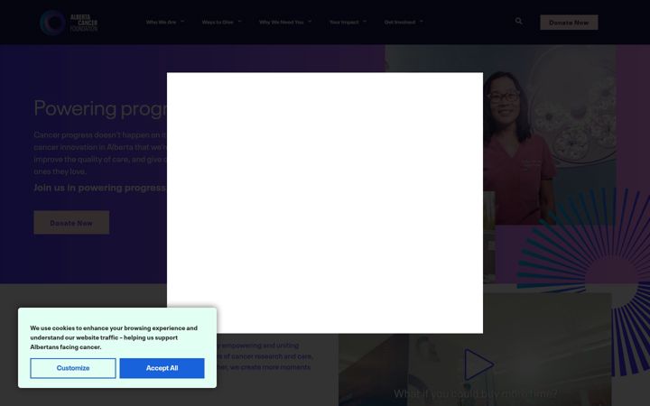 Screenshot of albertacancer.ca